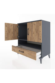 Hyperion Şifonyer 2 Raflı Tek Çekmeceli 2 Kapaklı 88x44x96 Antrasit-Çam