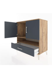 Hyperion Şifonyer 2 Raflı Tek Çekmeceli 2 Kapaklı 88x44x96 Çam-Antrasit