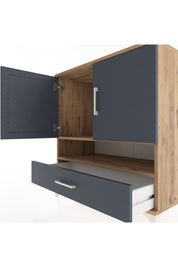 Hyperion Şifonyer 2 Raflı Tek Çekmeceli 2 Kapaklı 88x44x96 Çam-Antrasit