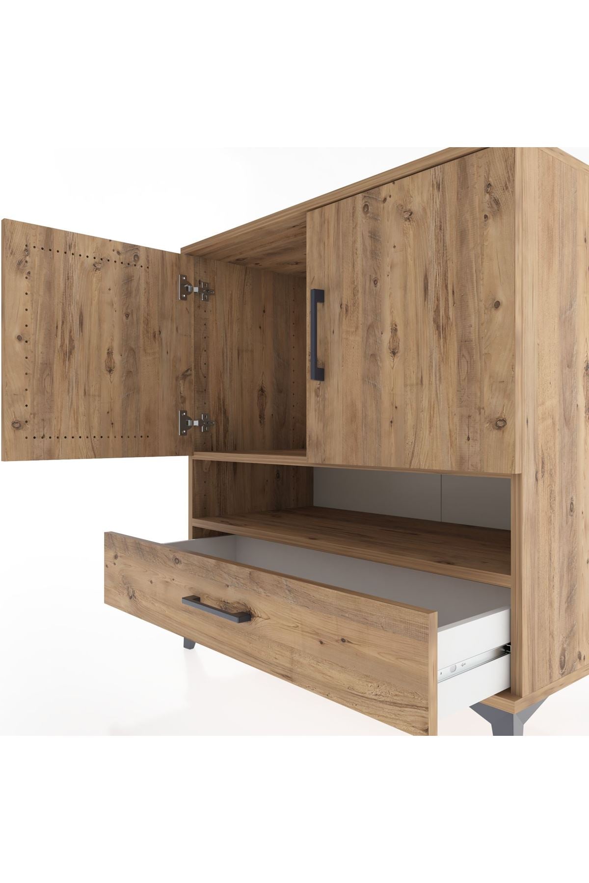 Hyperion Şifonyer 2 Raflı Tek Çekmeceli 2 Kapaklı 88x44x96 Çam-Çam