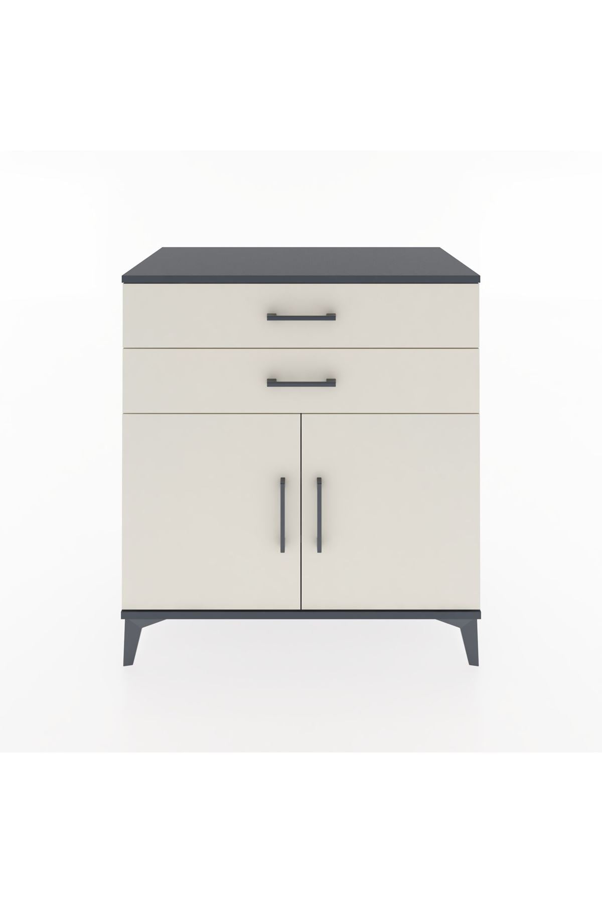 Hyperion Şifonyer 2 Raflı 2 Çekmeceli 2 Kapaklı 88x44x96 Antrasit-Aytaşı