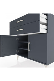 Hyperion Şifonyer 2 Raflı 2 Çekmeceli 2 Kapaklı 88x44x96 Antrasit-Antrasit