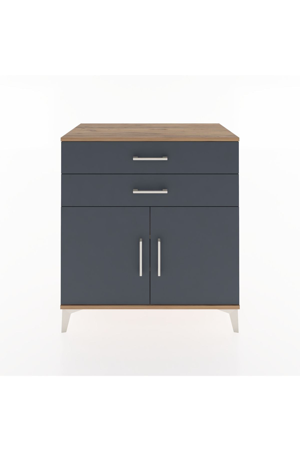 Hyperion Şifonyer 2 Raflı 2 Çekmeceli 2 Kapaklı 88x44x96 Çam-Antrasit