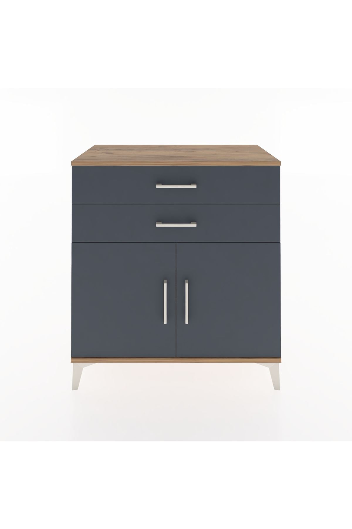 Hyperion Şifonyer Tek Raflı 2 Çekmeceli 2 Kapaklı 88x44x96 Çam-Antrasit