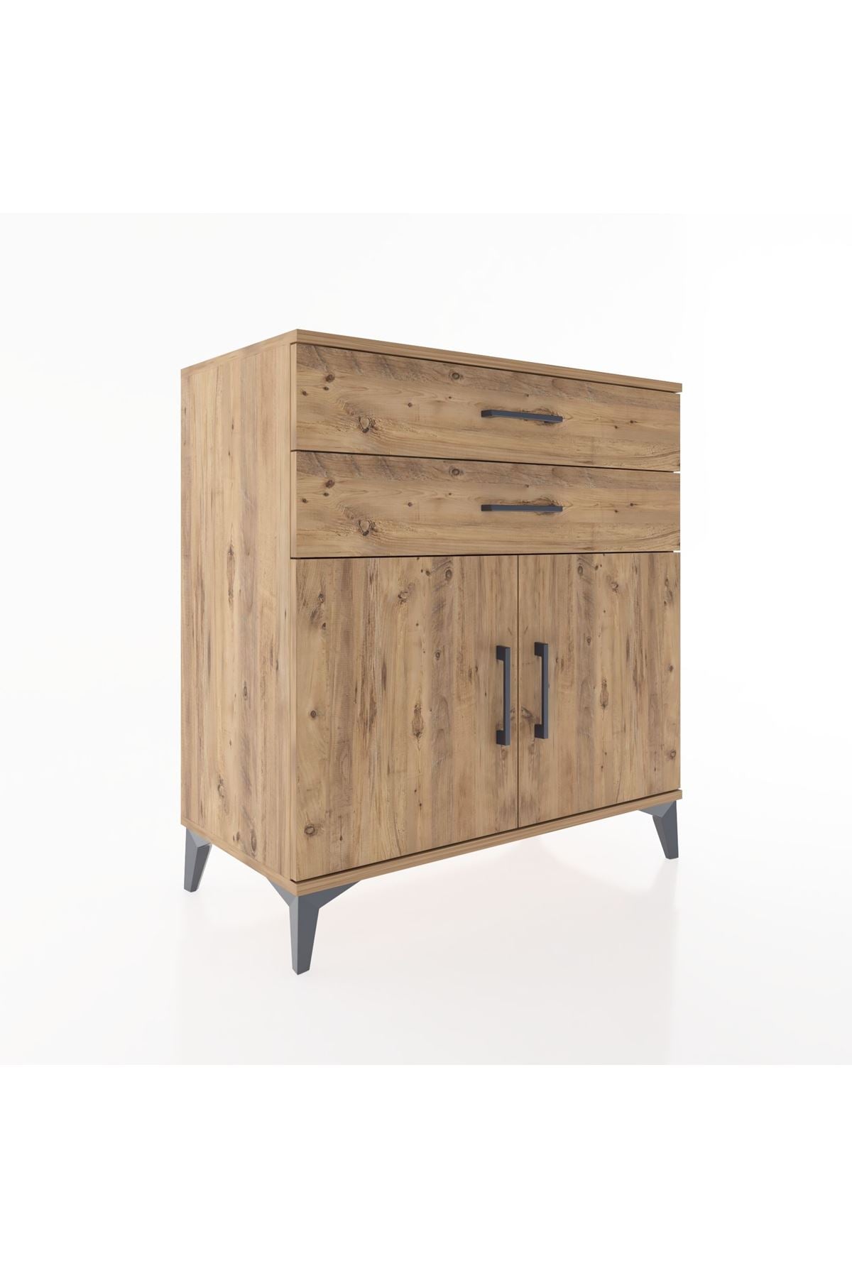 Hyperion Şifonyer Tek Raflı 2 Çekmeceli 2 Kapaklı 88x44x96 Çam-Çam