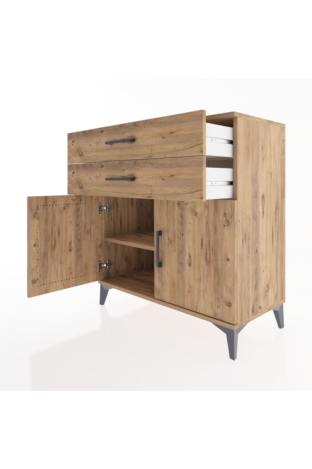 Hyperion Şifonyer Tek Raflı 2 Çekmeceli 2 Kapaklı 88x44x96 Çam-Çam