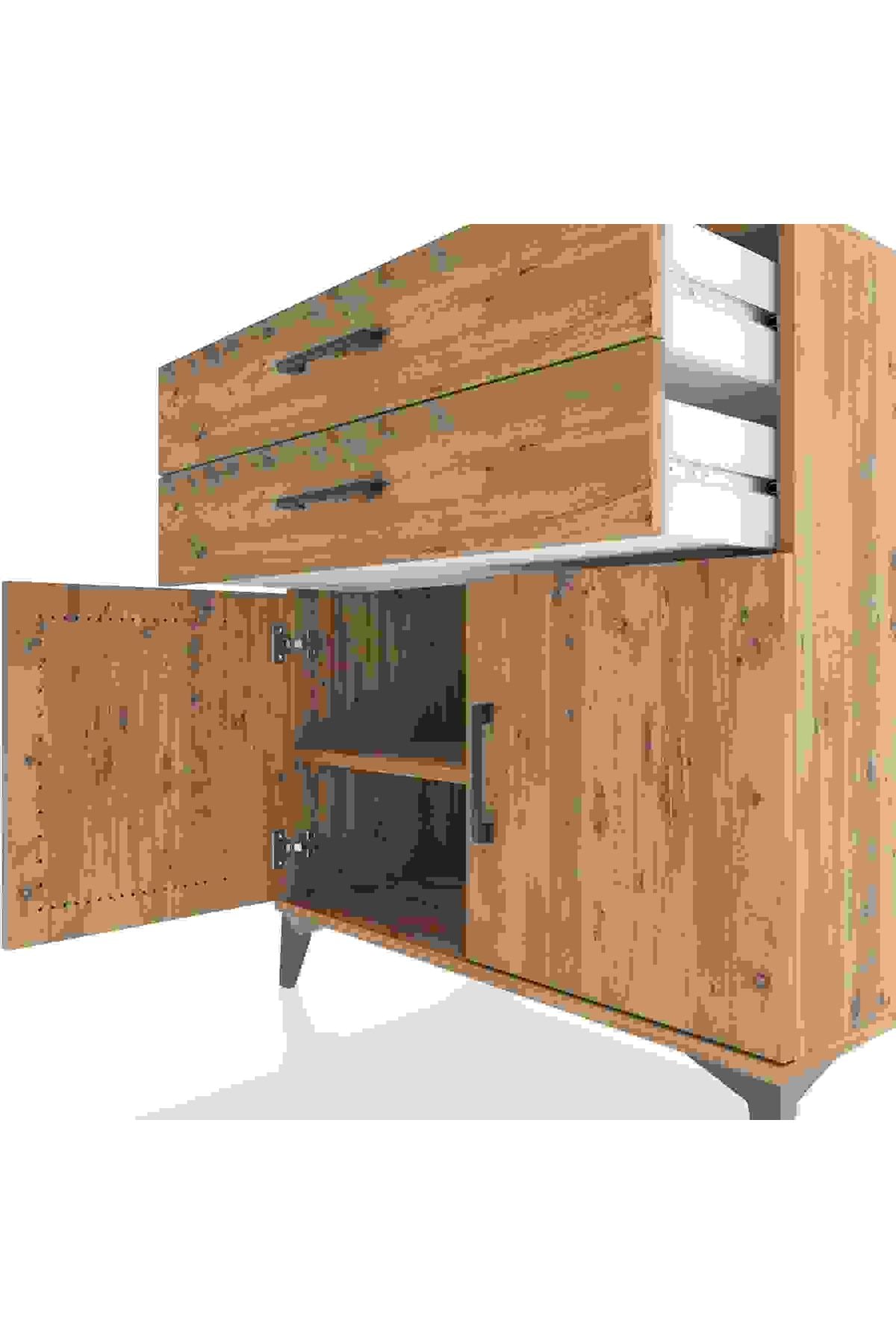 Hyperion Şifonyer Tek Raflı 2 Çekmeceli 2 Kapaklı 88x44x96 Çam-Çam
