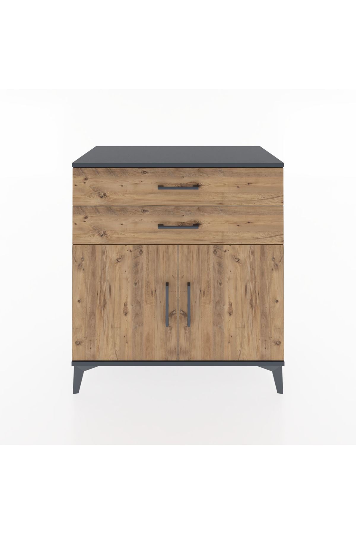 Hyperion Şifonyer 2 Çekmeceli 2 Kapaklı 88x44x96 Antrasit-Çam