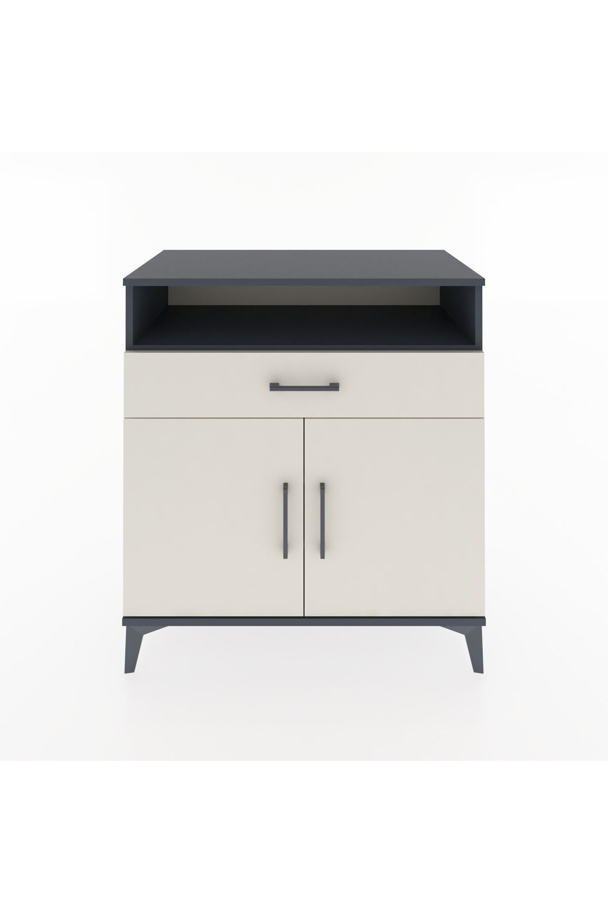 Hyperion Şifonyer 2 Raflı Tek Çekmeceli 2 Kapaklı 88x44x96 Antrasit-Aytaşı