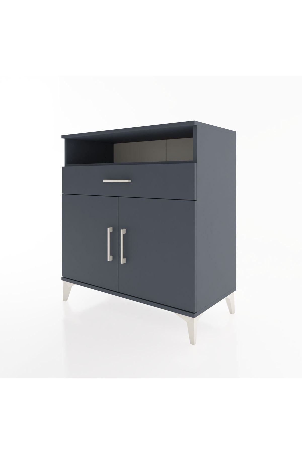 Hyperion Şifonyer 2 Raflı Tek Çekmeceli 2 Kapaklı 88x44x96 Antrasit-Antrasit