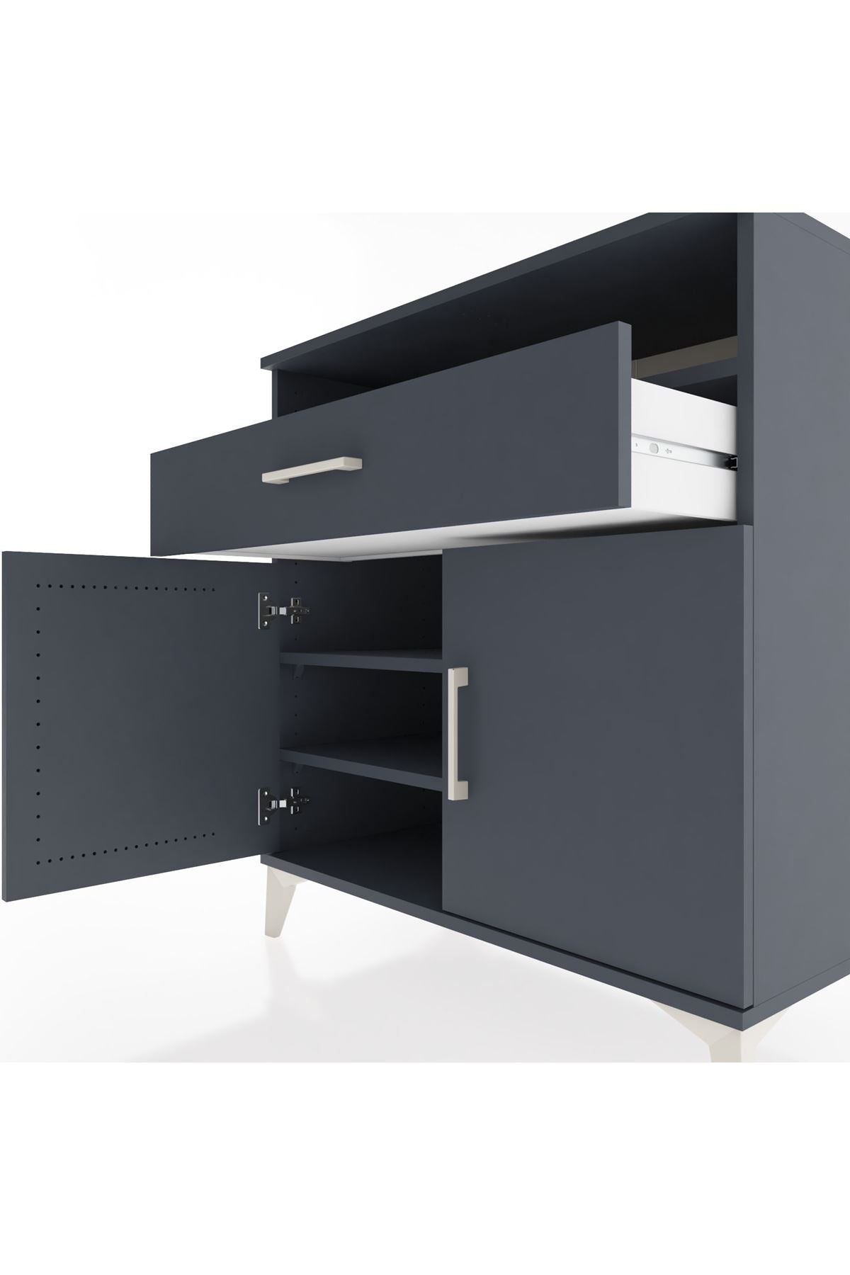 Hyperion Şifonyer 2 Raflı Tek Çekmeceli 2 Kapaklı 88x44x96 Antrasit-Antrasit