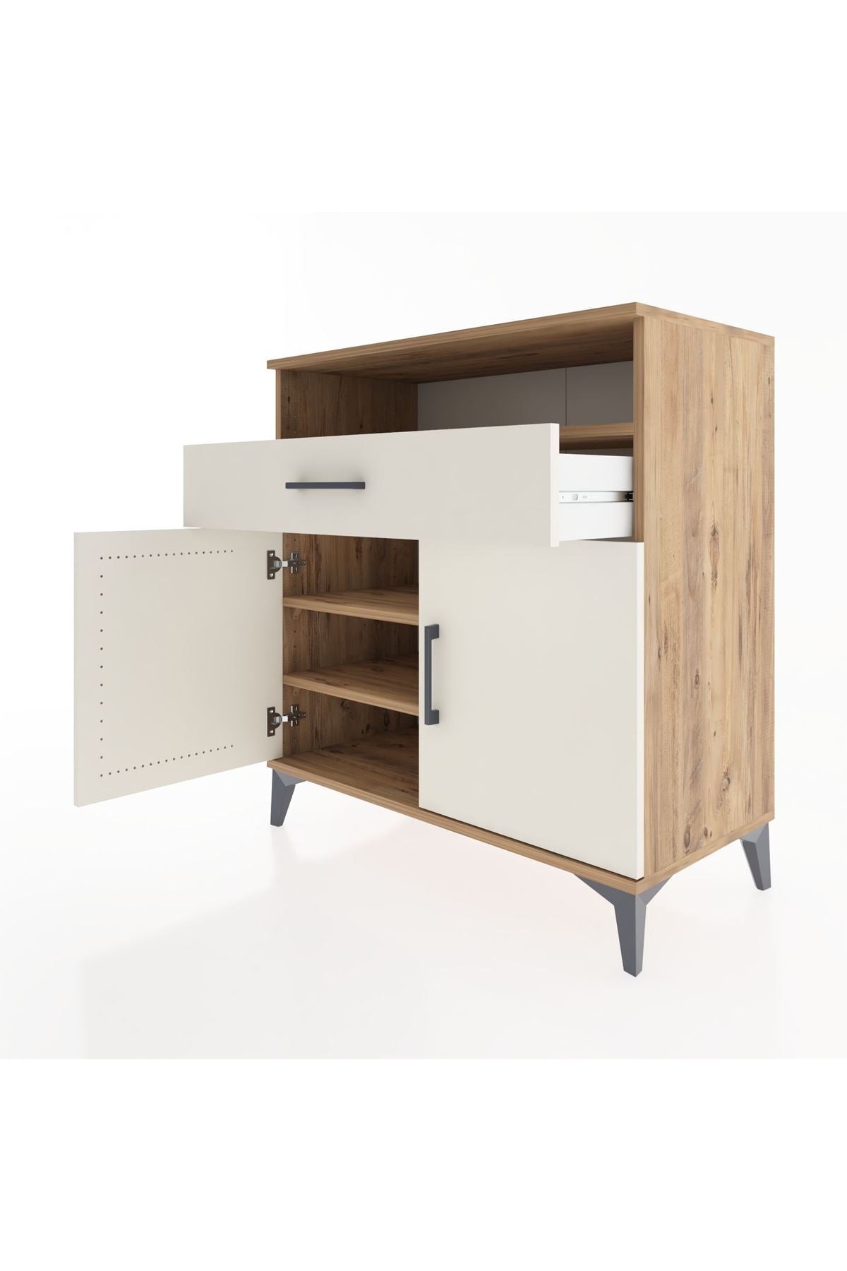 Hyperion Şifonyer 2 Raflı Tek Çekmeceli 2 Kapaklı 88x44x96 Çam-Aytaşı