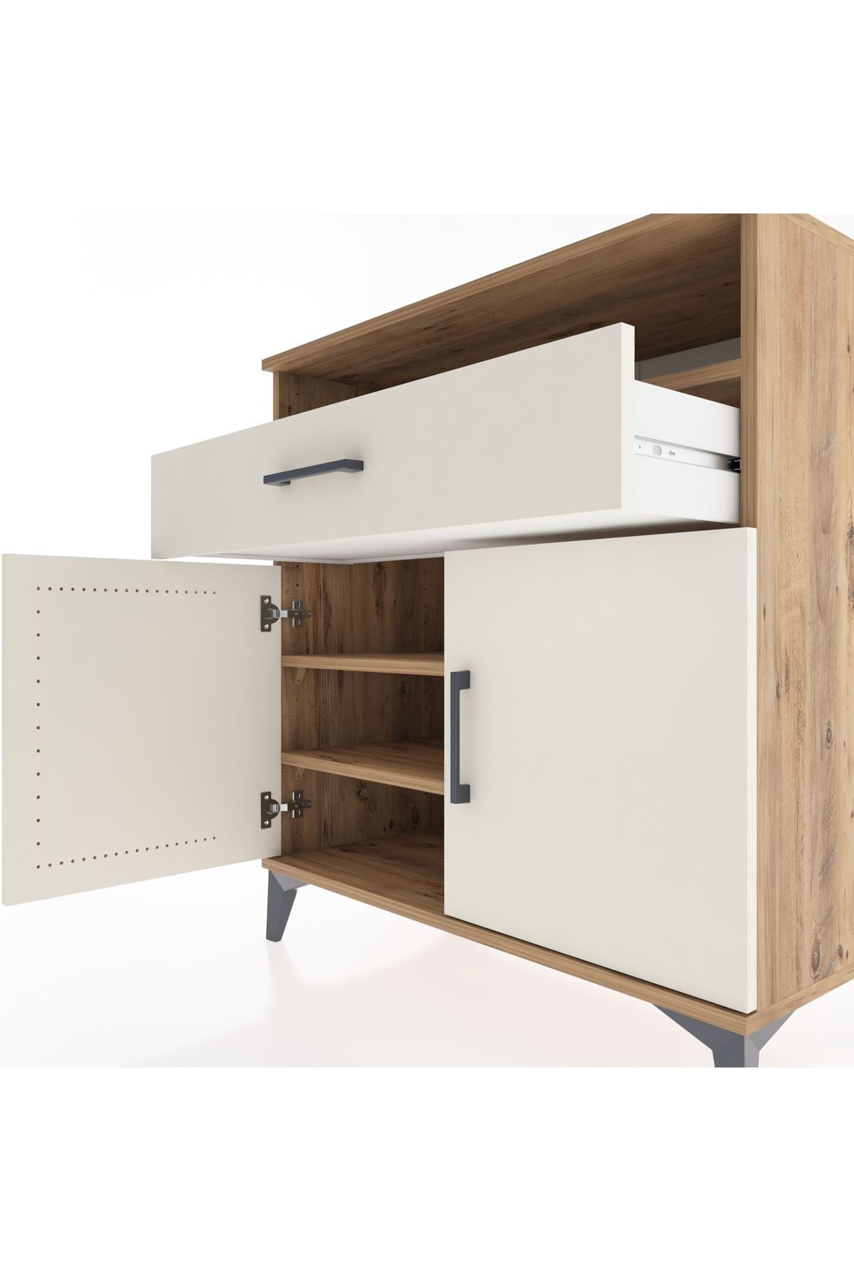 Hyperion Şifonyer 2 Raflı Tek Çekmeceli 2 Kapaklı 88x44x96 Çam-Aytaşı