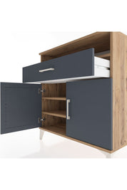 Hyperion Şifonyer 2 Raflı Tek Çekmeceli 2 Kapaklı 88x44x96 Çam-Antrasit