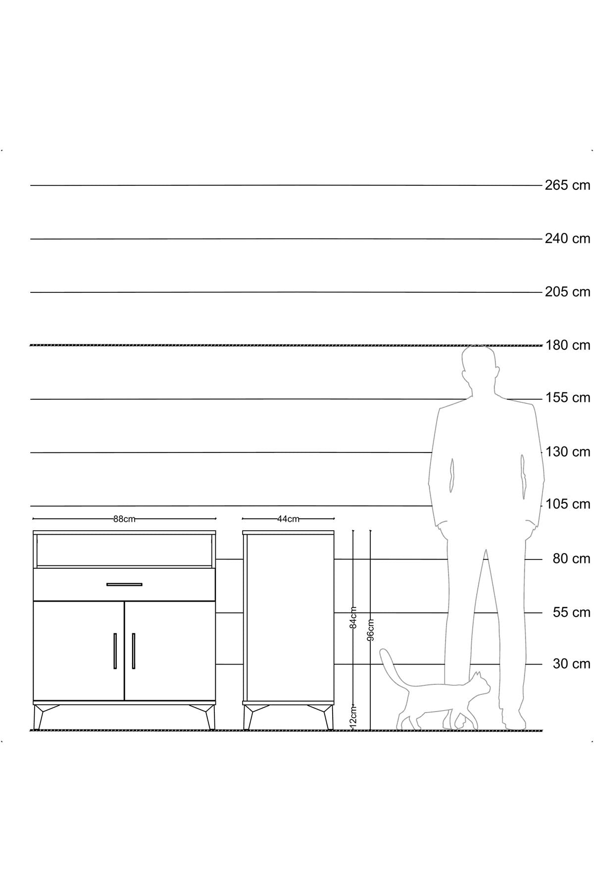 Hyperion Şifonyer Tek Raflı Tek Çekmeceli 2 Kapaklı 88x44x96 Antrasit-Aytaşı