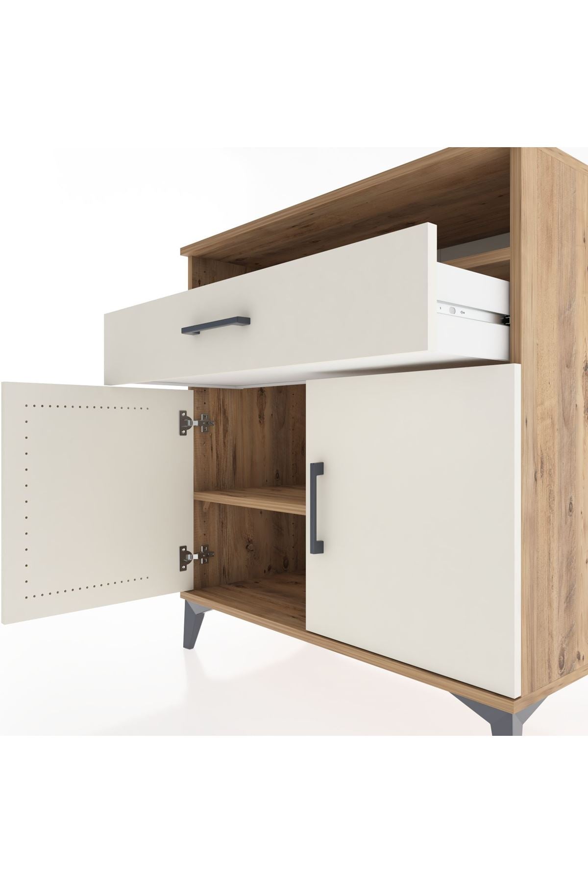 Hyperion Şifonyer Tek Raflı Tek Çekmeceli 2 Kapaklı 88x44x96 Çam-Aytaşı