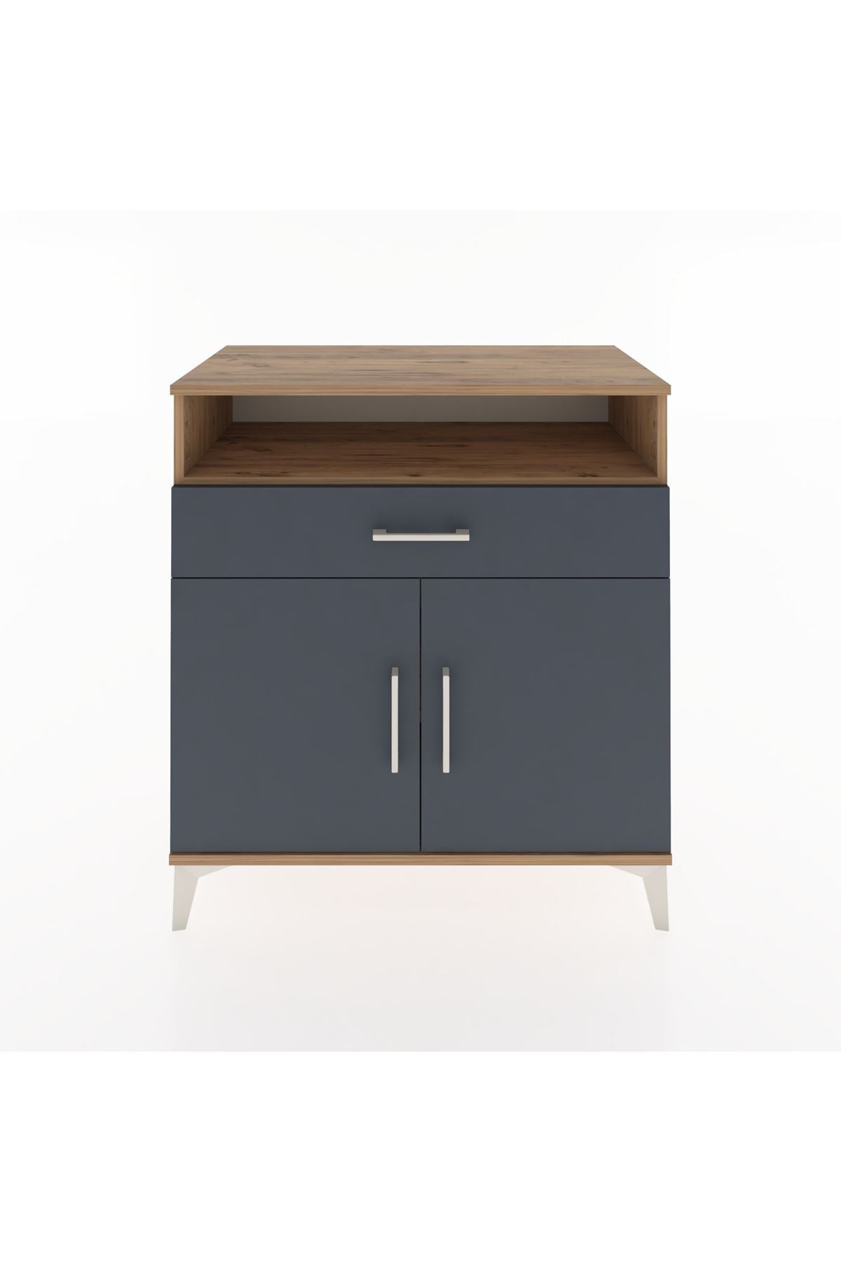 Hyperion Şifonyer Tek Raflı Tek Çekmeceli 2 Kapaklı 88x44x96 Çam-Antrasit