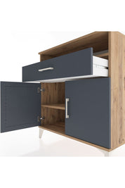 Hyperion Şifonyer Tek Raflı Tek Çekmeceli 2 Kapaklı 88x44x96 Çam-Antrasit
