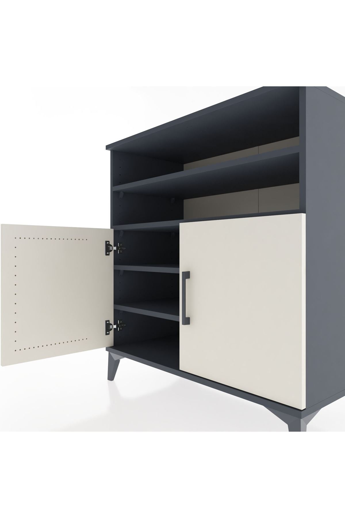 Hyperion Şifonyer 4 Raflı 2 Kapaklı 88x44x96 Antrasit-Aytaşı