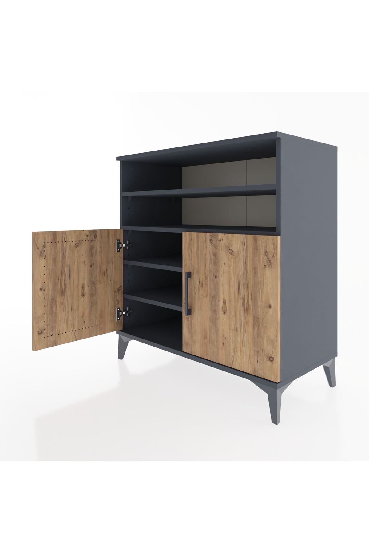 Hyperion Şifonyer 4 Raflı 2 Kapaklı 88x44x96 Antrasit-Çam