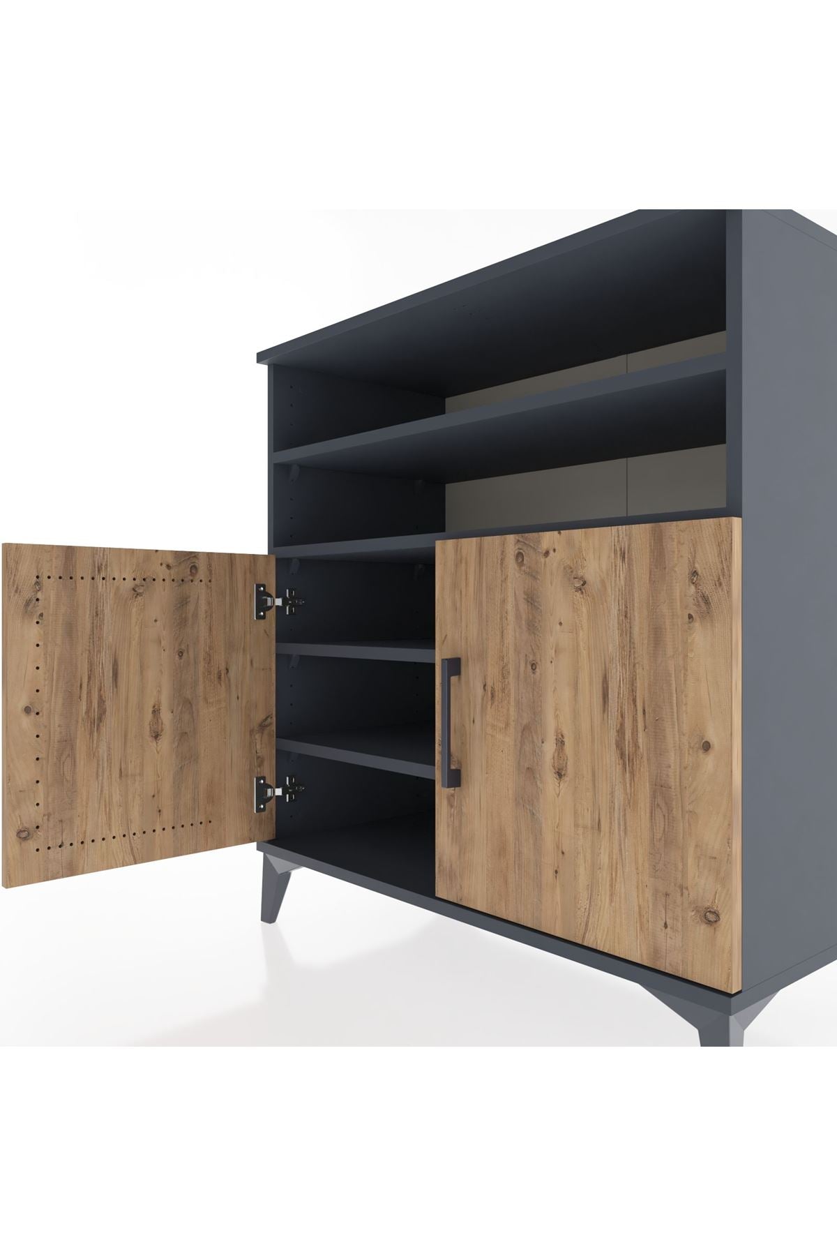 Hyperion Şifonyer 4 Raflı 2 Kapaklı 88x44x96 Antrasit-Çam