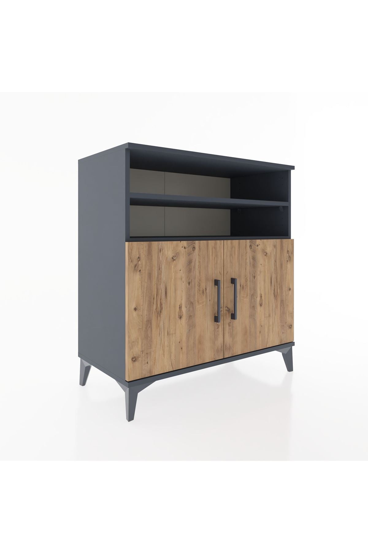 Hyperion Şifonyer 3 Raflı 2 Kapaklı 88x44x96 Antrasit-Çam