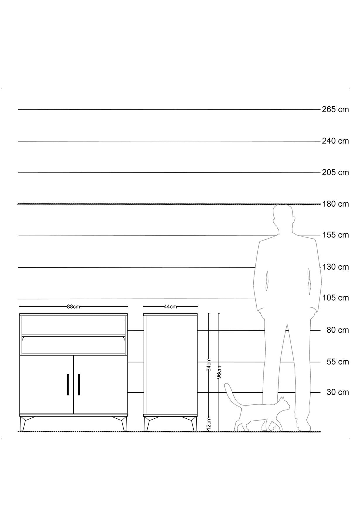 Hyperion Şifonyer 2 Raflı 2 Kapaklı 88x44x96 Aytaşı-Antrasit