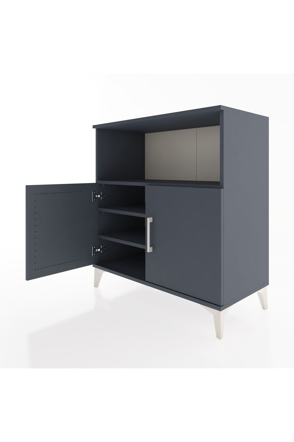 Hyperion Şifonyer 3 Raflı 2 Kapaklı 88x44x96 Antrasit-Antrasit