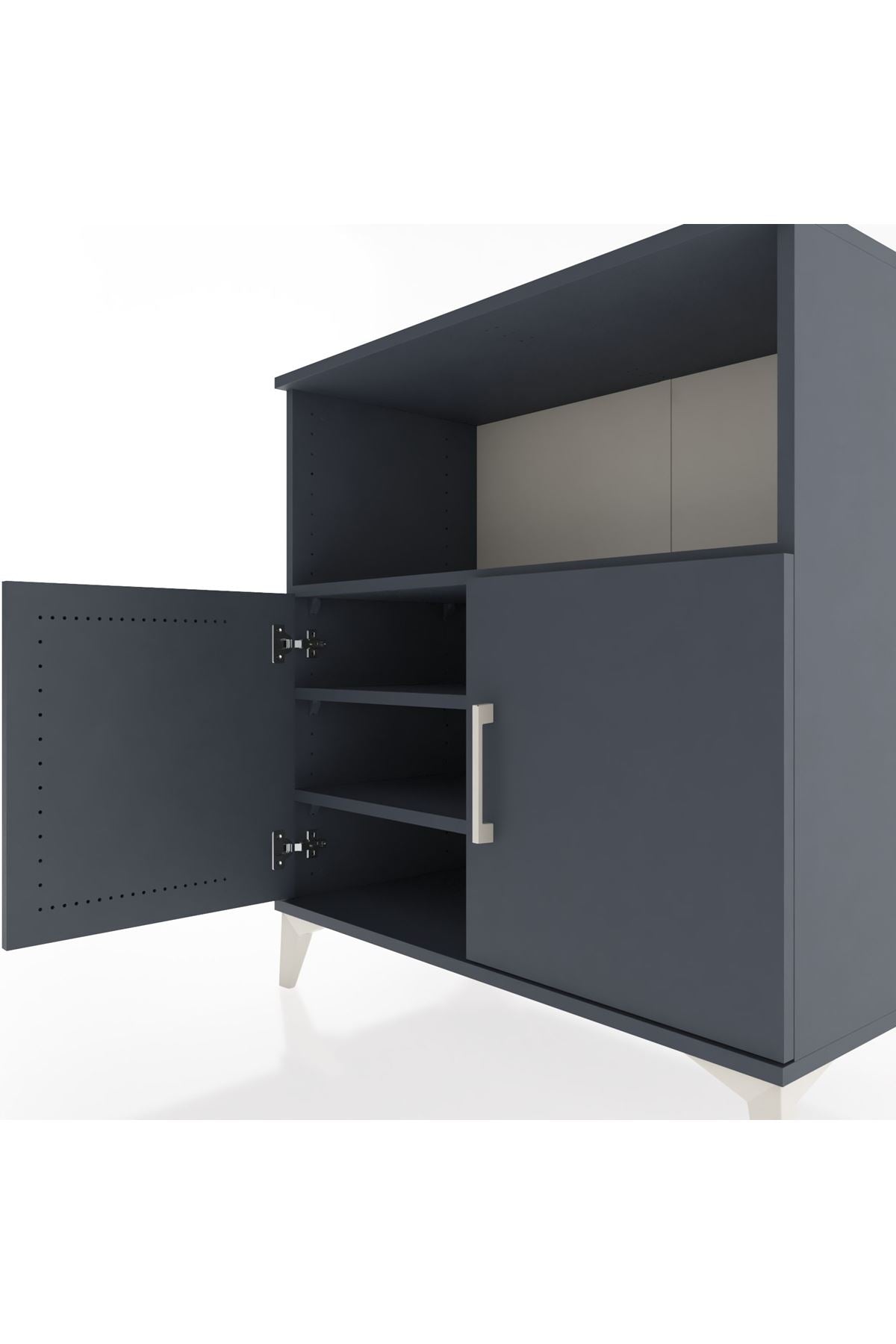 Hyperion Şifonyer 3 Raflı 2 Kapaklı 88x44x96 Antrasit-Antrasit