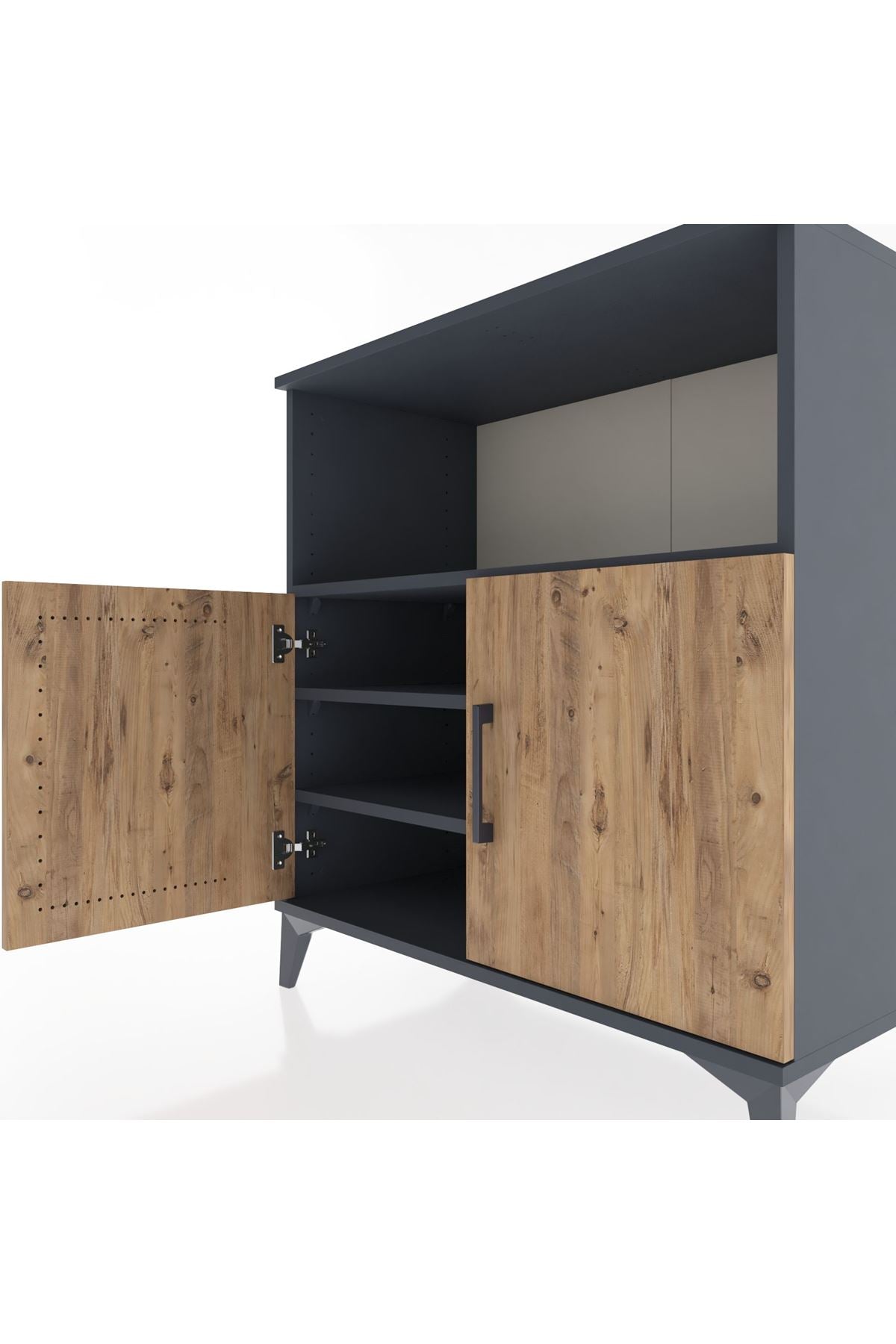 Hyperion Şifonyer 3 Raflı 2 Kapaklı 88x44x96 Antrasit-Çam