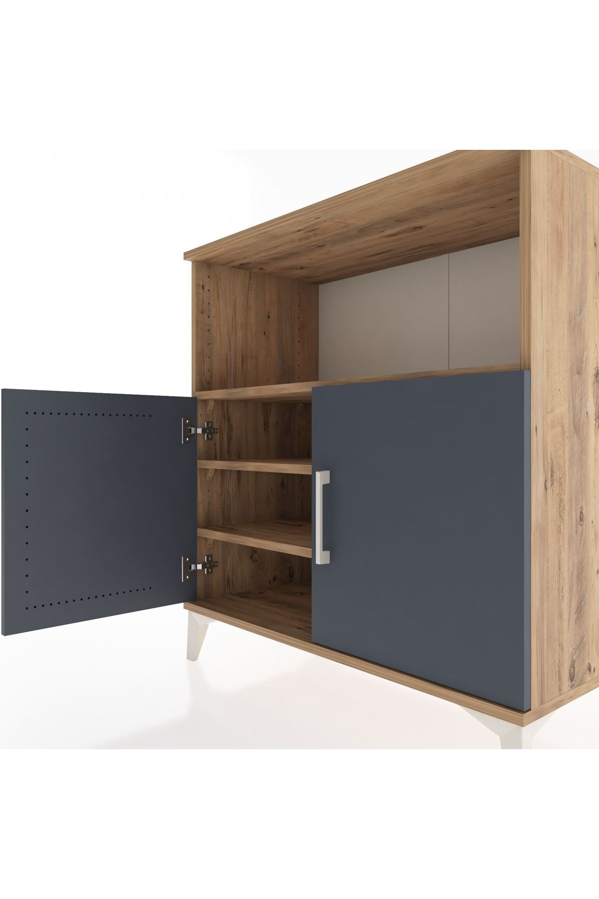 Hyperion Şifonyer 3 Raflı 2 Kapaklı 88x44x96 Çam-Antrasit