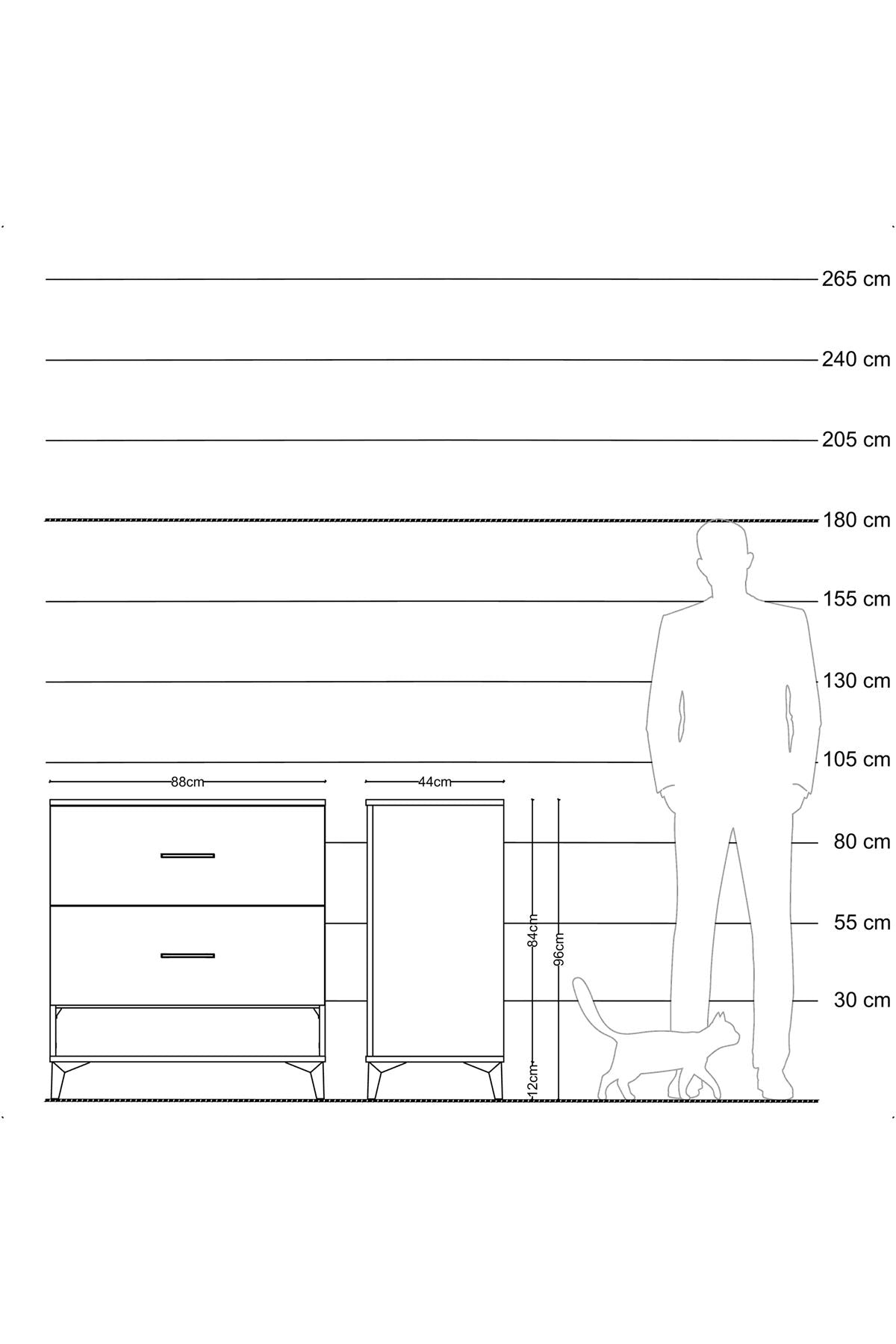 Hyperion Şifonyer 2 Çekmeceli 88x44x96 Çam-Aytaşı
