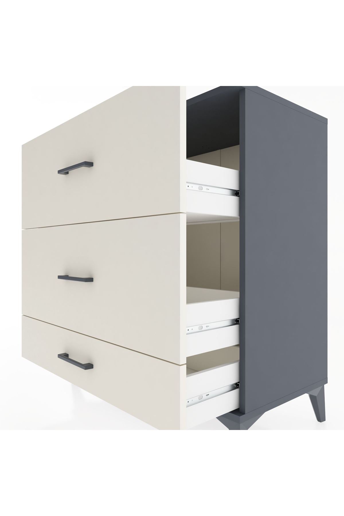 Hyperion Şifonyer 3 Çekmeceli 88x44x96 Antrasit-Aytaşı