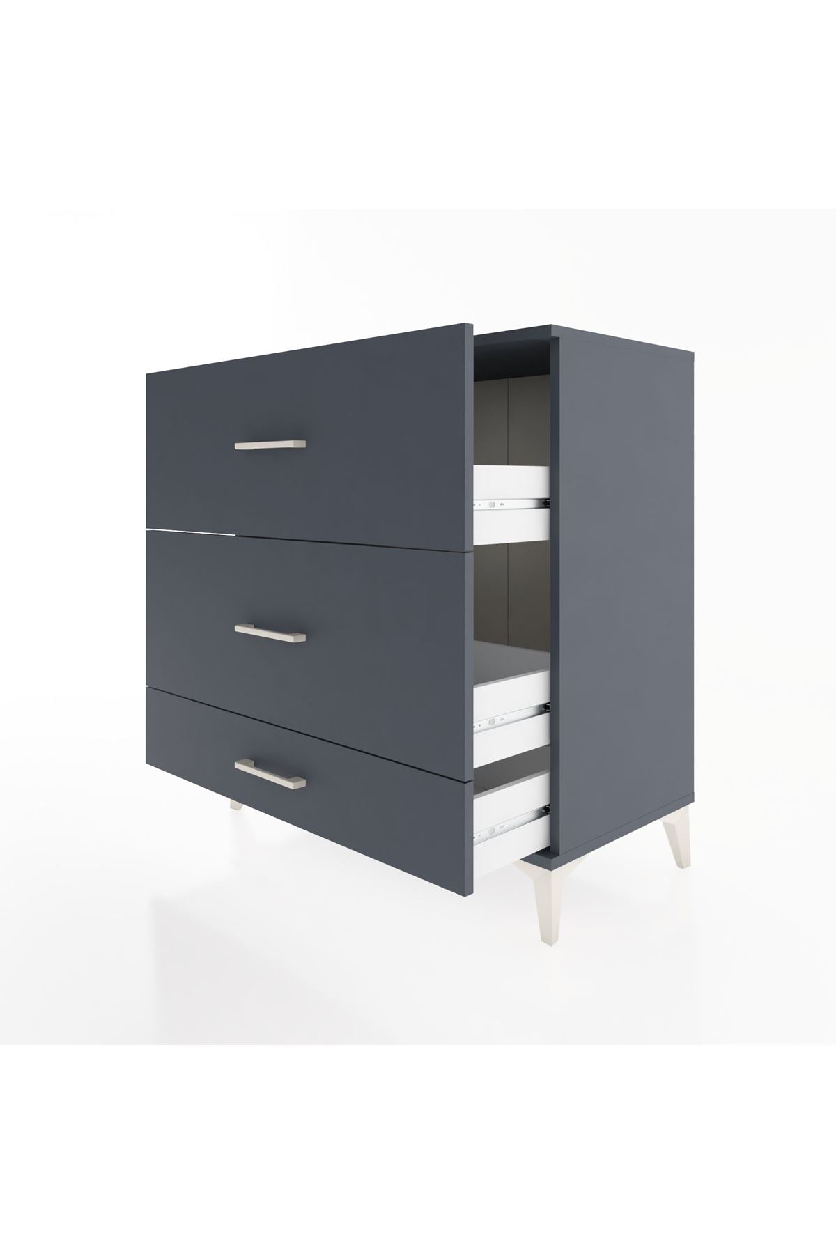 Hyperion Şifonyer 3 Çekmeceli 88x44x96 Antrasit-Antrasit