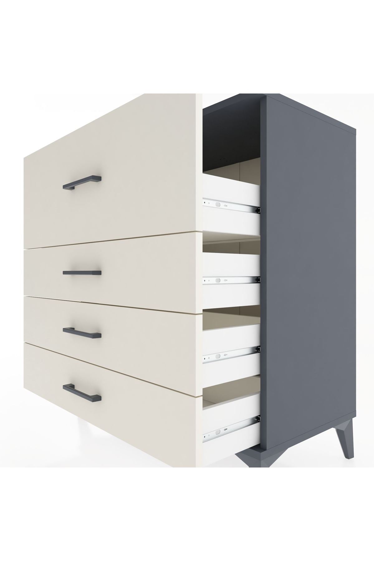 Hyperion Şifonyer 4 Çekmeceli 88x44x96 Antrasit-Aytaşı