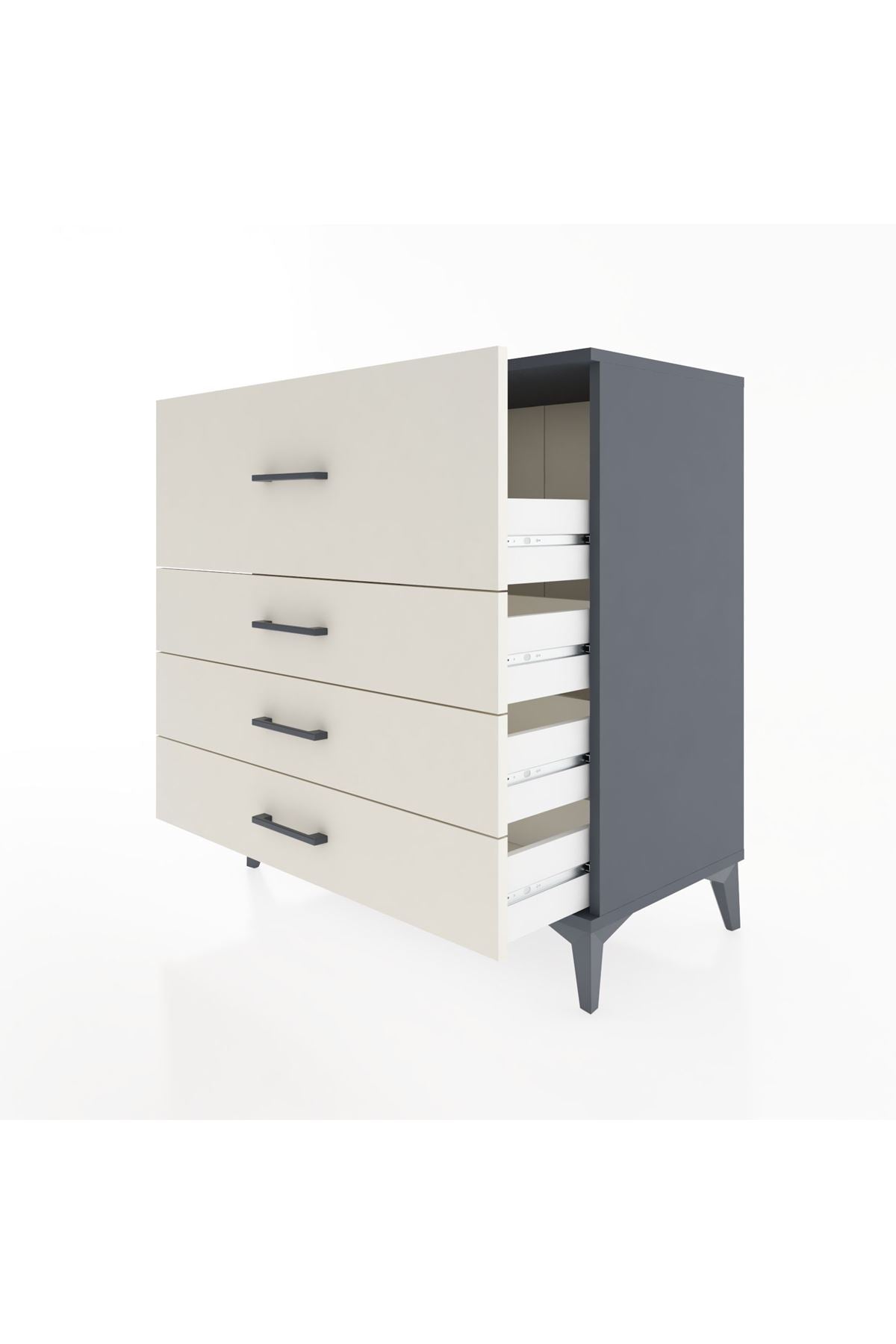 Hyperion Şifonyer 4 Çekmeceli 88x44x96 Antrasit-Aytaşı