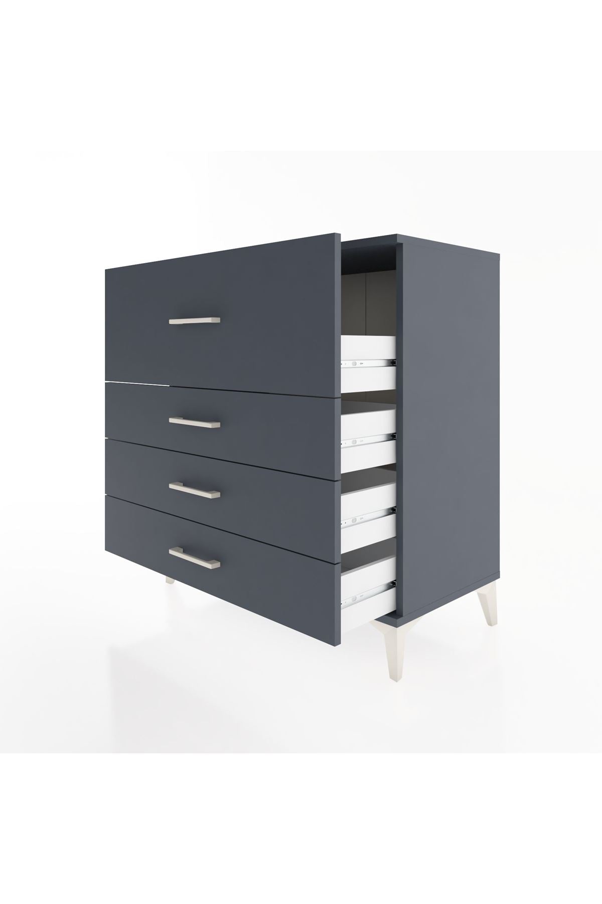 Hyperion Şifonyer 4 Çekmeceli 88x44x96 Antrasit-Antrasit