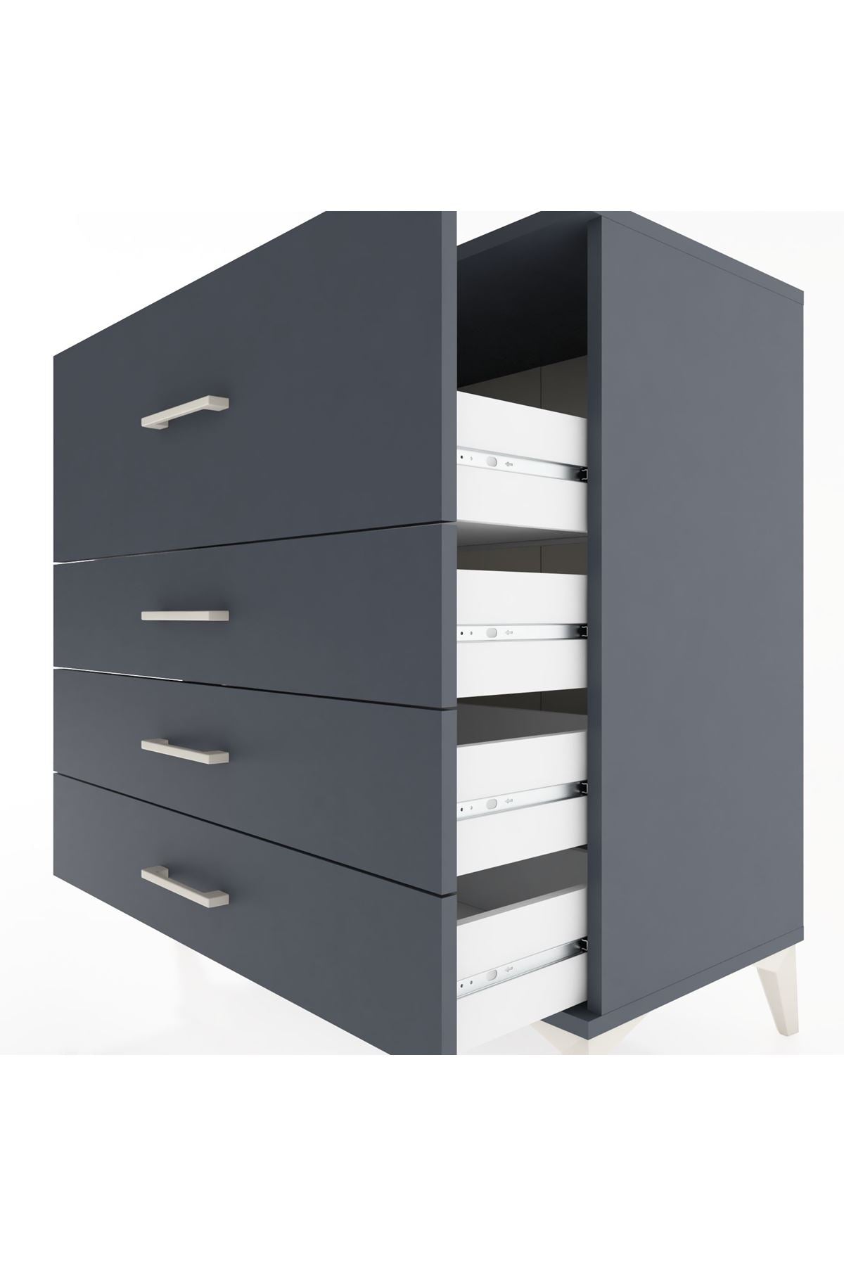 Hyperion Şifonyer 4 Çekmeceli 88x44x96 Antrasit-Antrasit