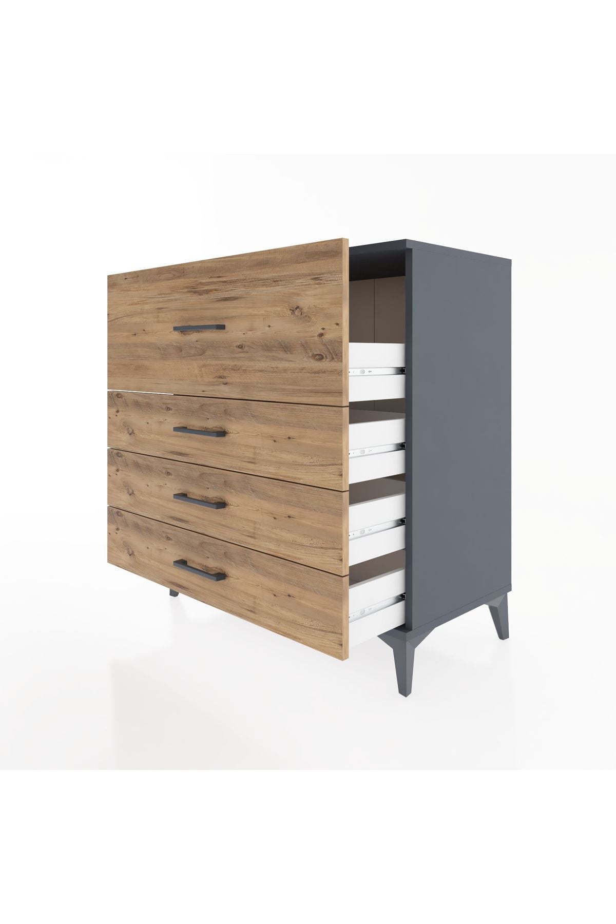 Hyperion Şifonyer 4 Çekmeceli 88x44x96 Antrasit-Çam