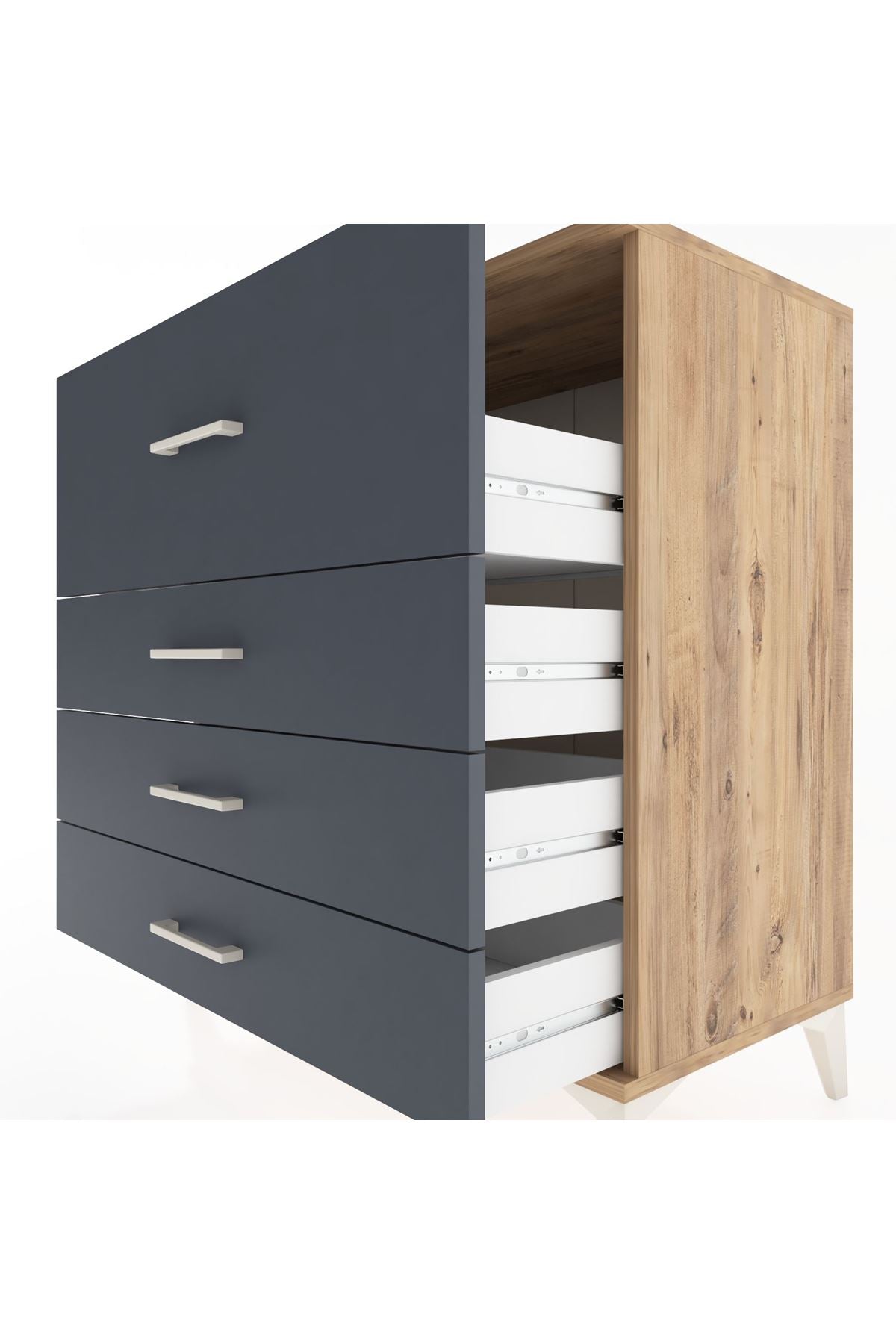 Hyperion Şifonyer 4 Çekmeceli 88x44x96 Çam-Antrasit