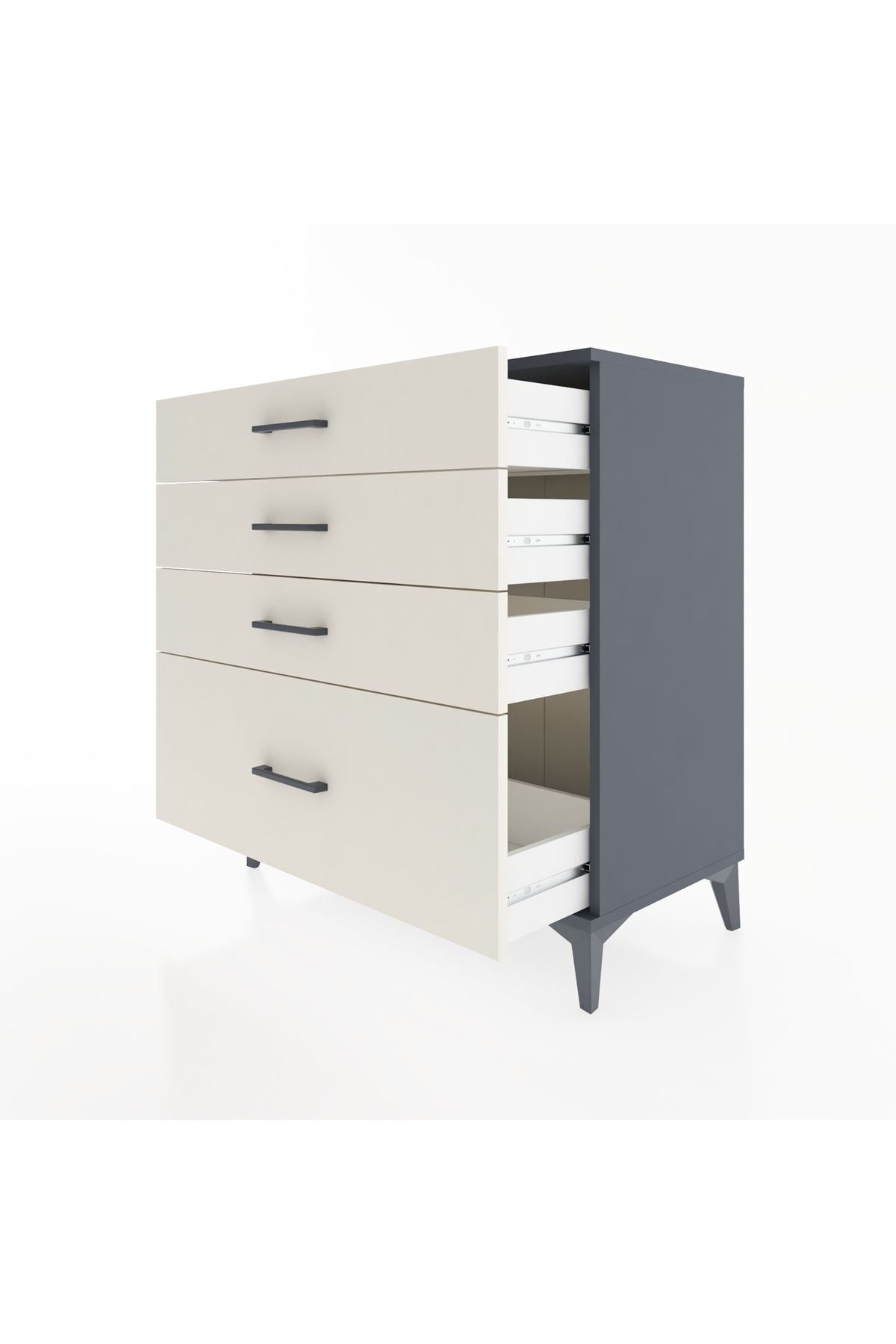 Hyperion Şifonyer 4 Çekmeceli 88x44x96 Antrasit-Aytaşı