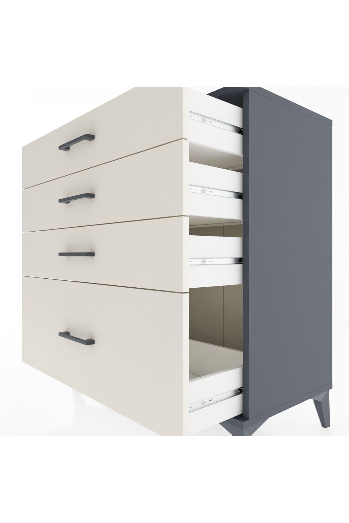 Hyperion Şifonyer 4 Çekmeceli 88x44x96 Antrasit-Aytaşı