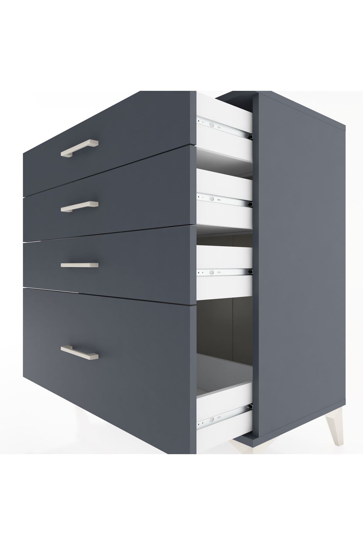 Hyperion Şifonyer 4 Çekmeceli 88x44x96 Antrasit-Antrasit