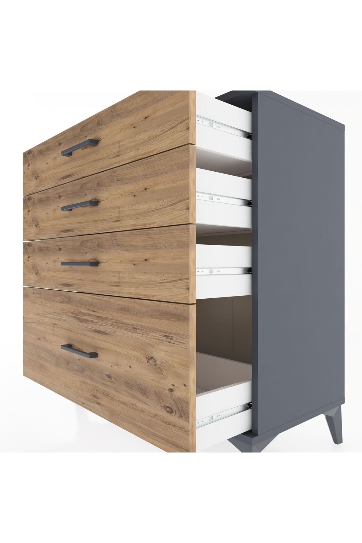 Hyperion Şifonyer 4 Çekmeceli 88x44x96 Antrasit-Çam