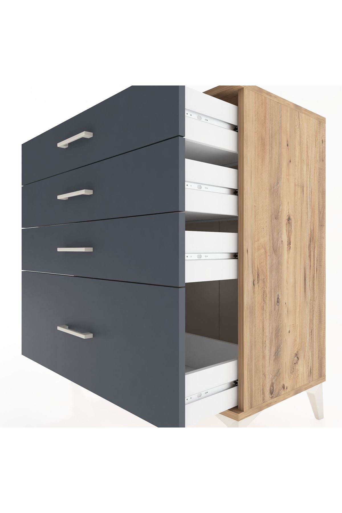 Hyperion Şifonyer 4 Çekmeceli 88x44x96 Çam-Antrasit