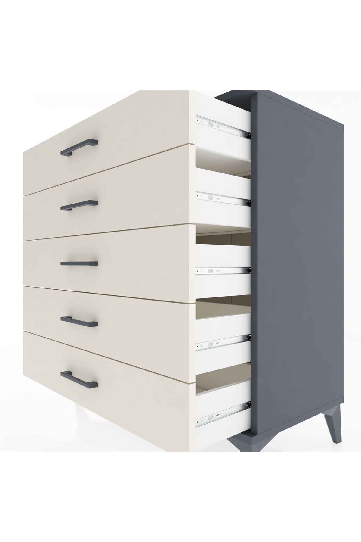 Hyperion Şifonyer 5 Çekmeceli 88x44x96 Antrasit-Aytaşı