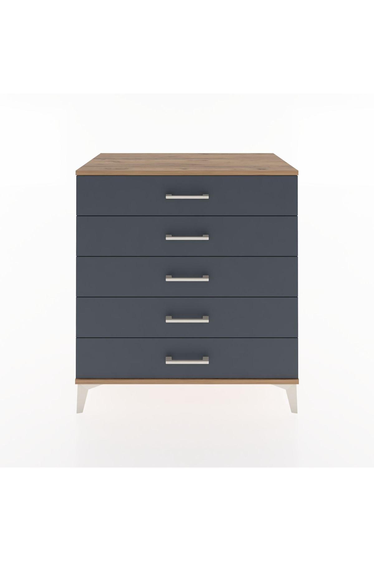 Hyperion Şifonyer 5 Çekmeceli 88x44x96 Çam-Antrasit