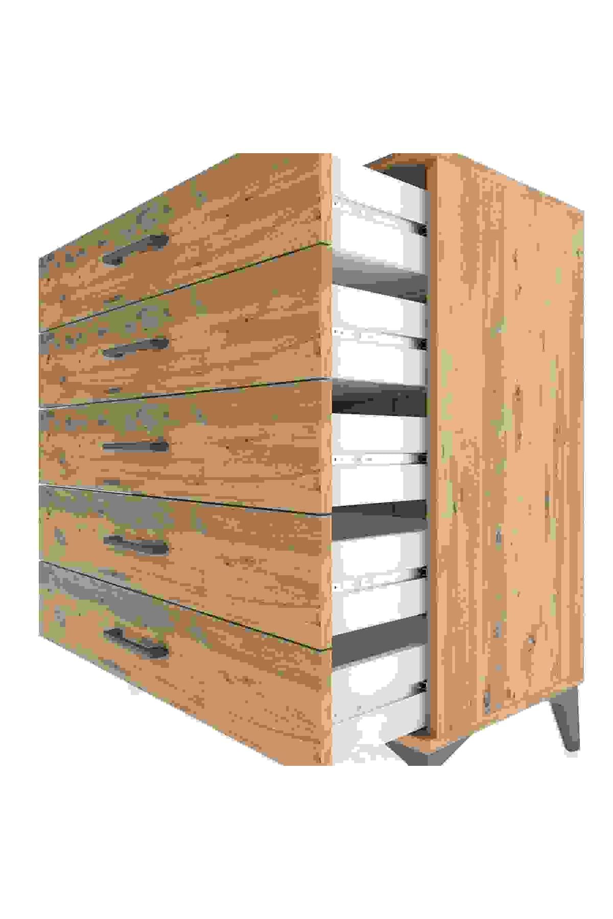 Hyperion Şifonyer 5 Çekmeceli 88x44x96 Çam-Çam