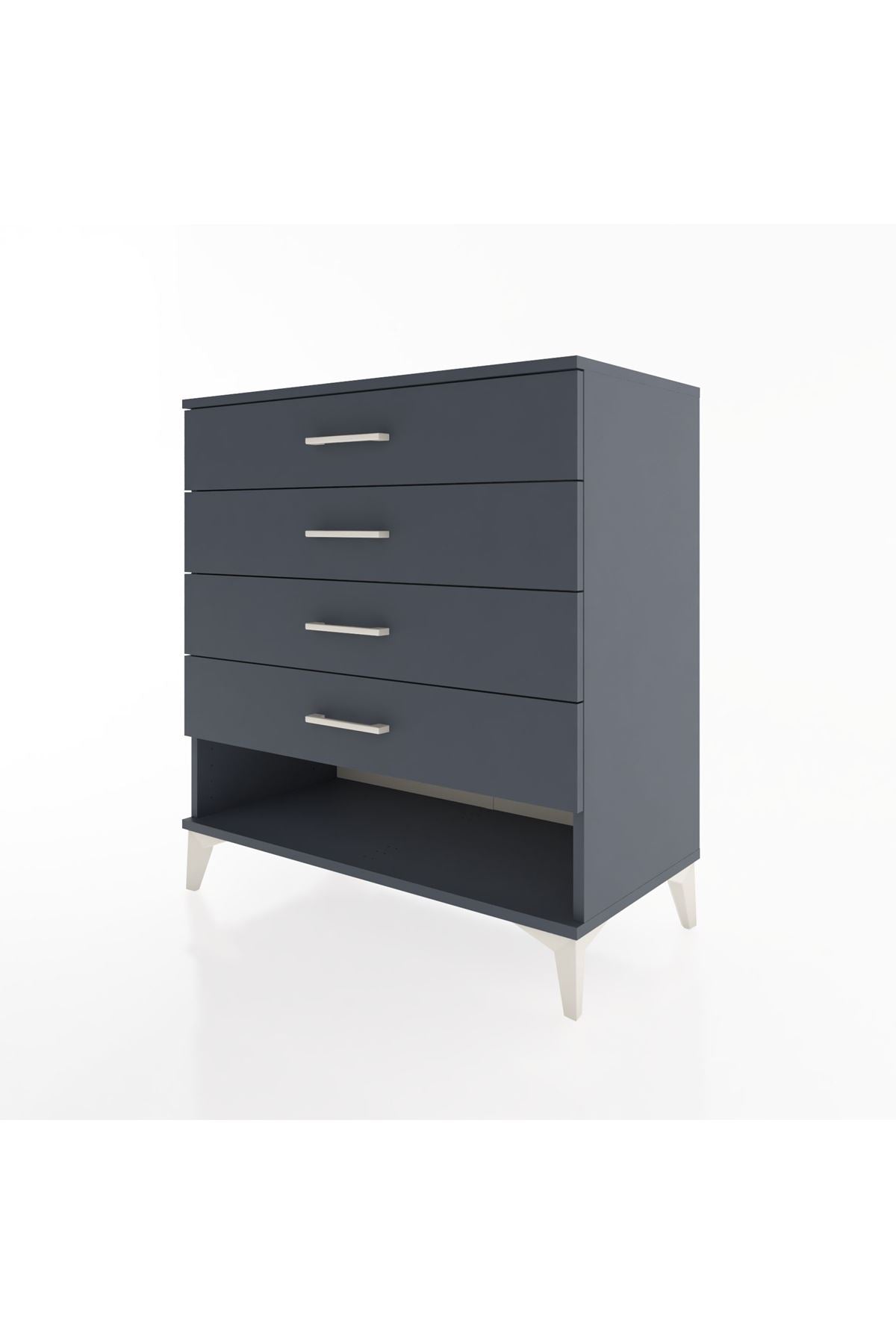 Hyperion Şifonyer 4 Çekmeceli 88x44x96 Antrasit-Antrasit