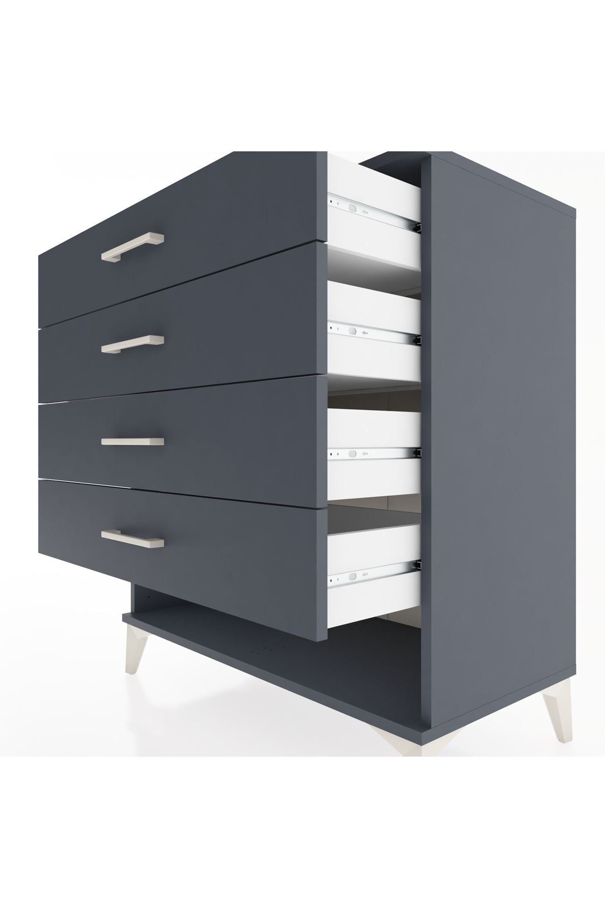 Hyperion Şifonyer 4 Çekmeceli 88x44x96 Antrasit-Antrasit